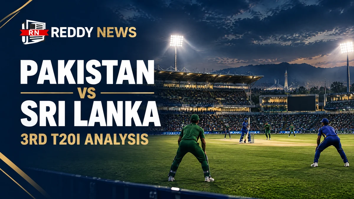 Original Reddy News editorial illustration for Pakistan vs Sri Lanka 3rd T20I 2026