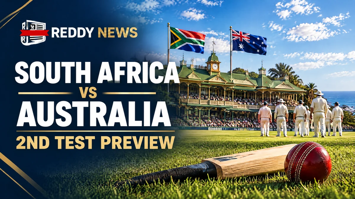 Original Reddy News editorial illustration for South Africa vs Australia 2nd Test 2026: St George’s Park Preview
